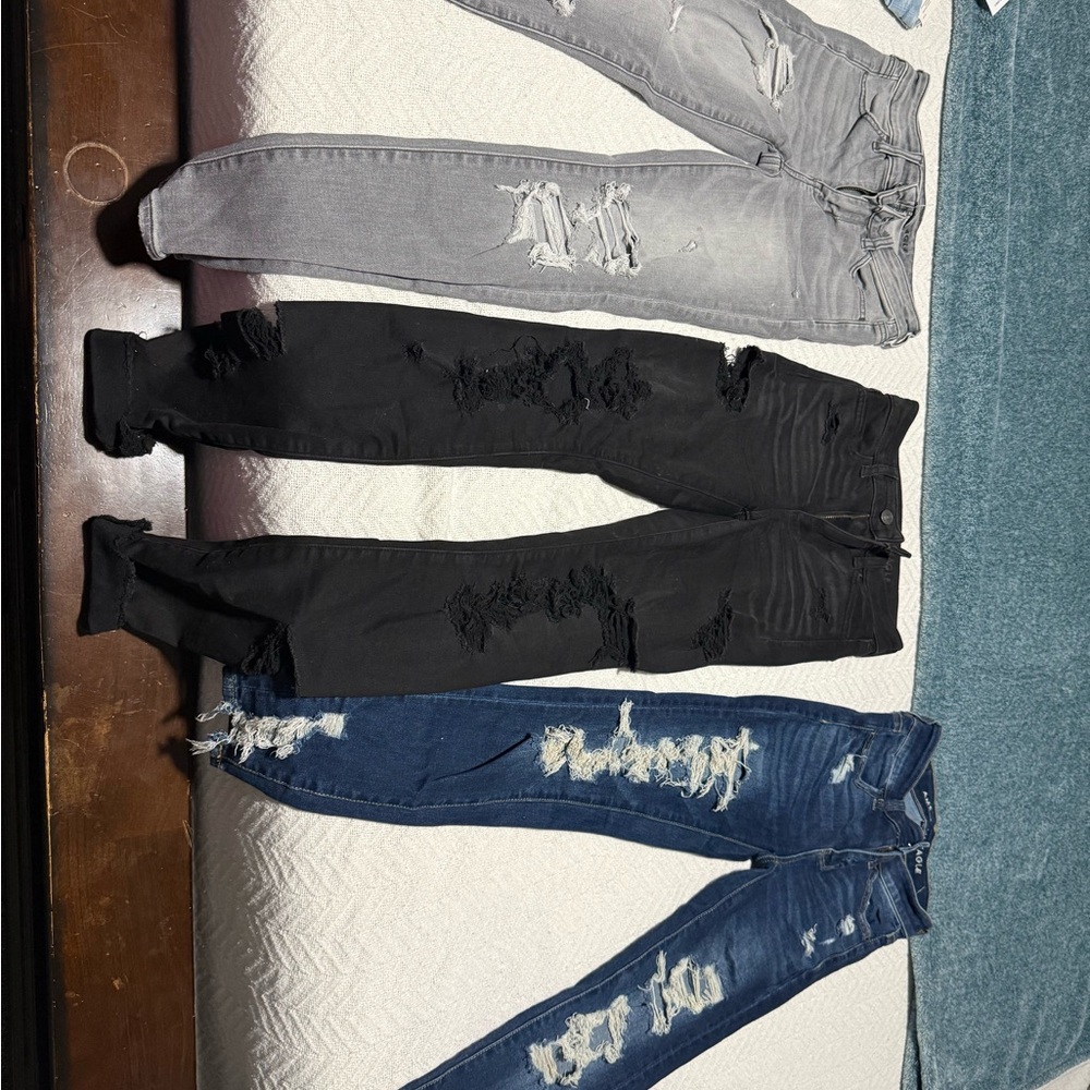 American Eagle Outfitters Black and Gray Skinny Jeans